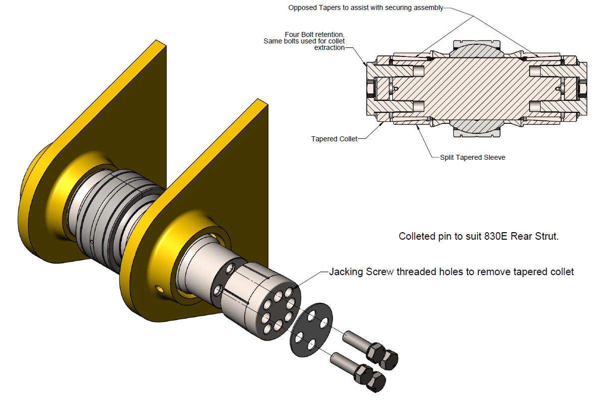 830E Rear Strut Colleted Pin Assembly